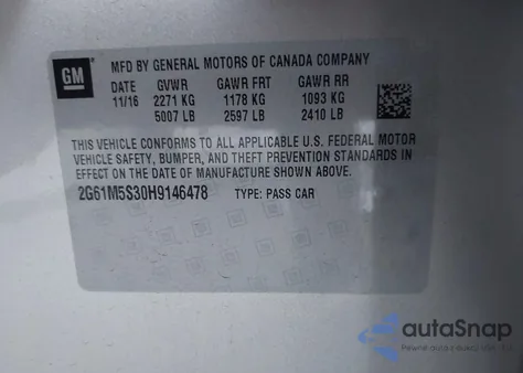 2017 Cadillac Xts Luxury z USA, uszkodzony, nr VIN 2G61M5S30H9146478